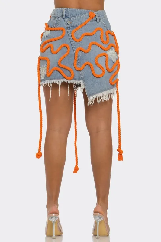 Tangerine Trace Mini Denim Skirt