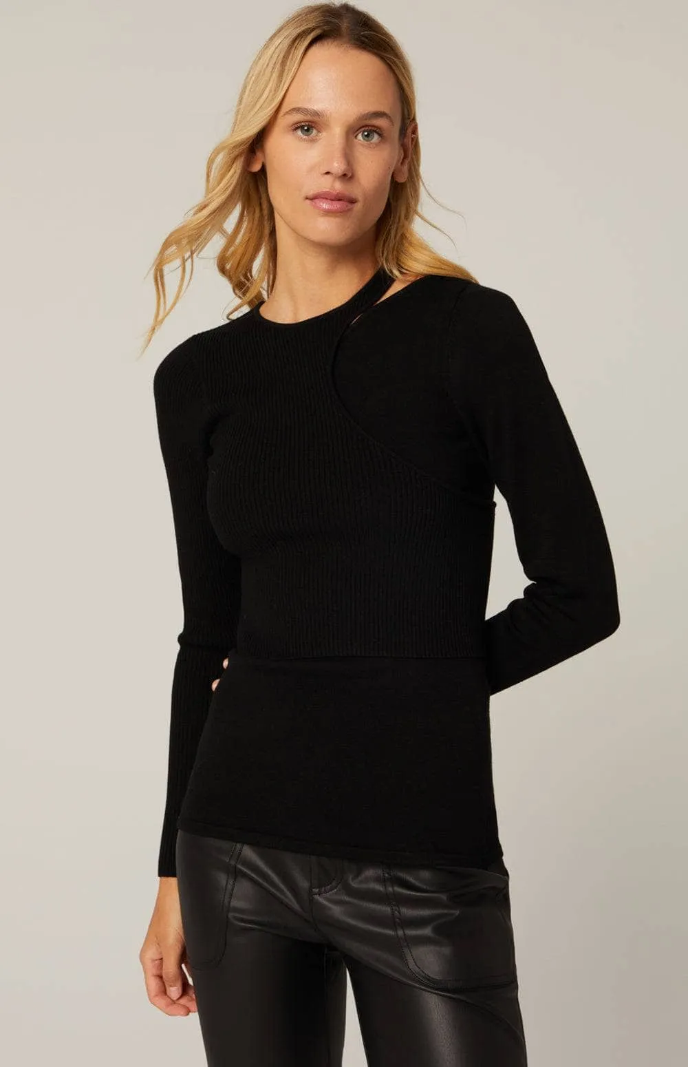 Tashin Asymetric Sweater | Black