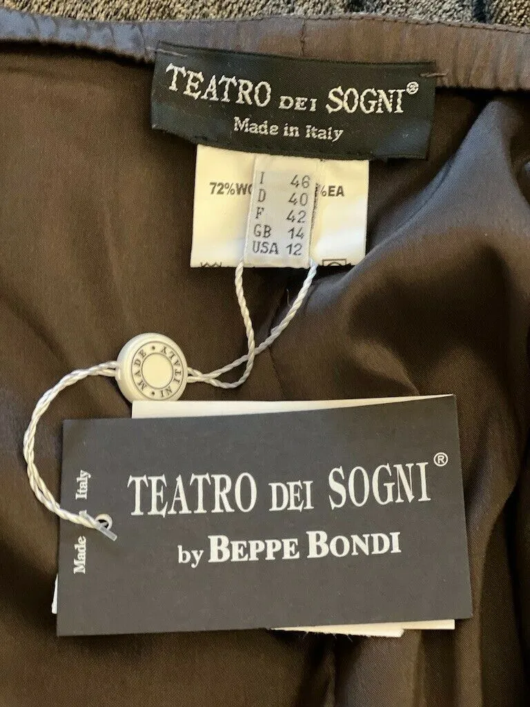 Teatro dei Sogni by Beppe Bondi Grey Wool Mix Flared Skirt UK 14 US 10 EU 42 BNWT RRP £185