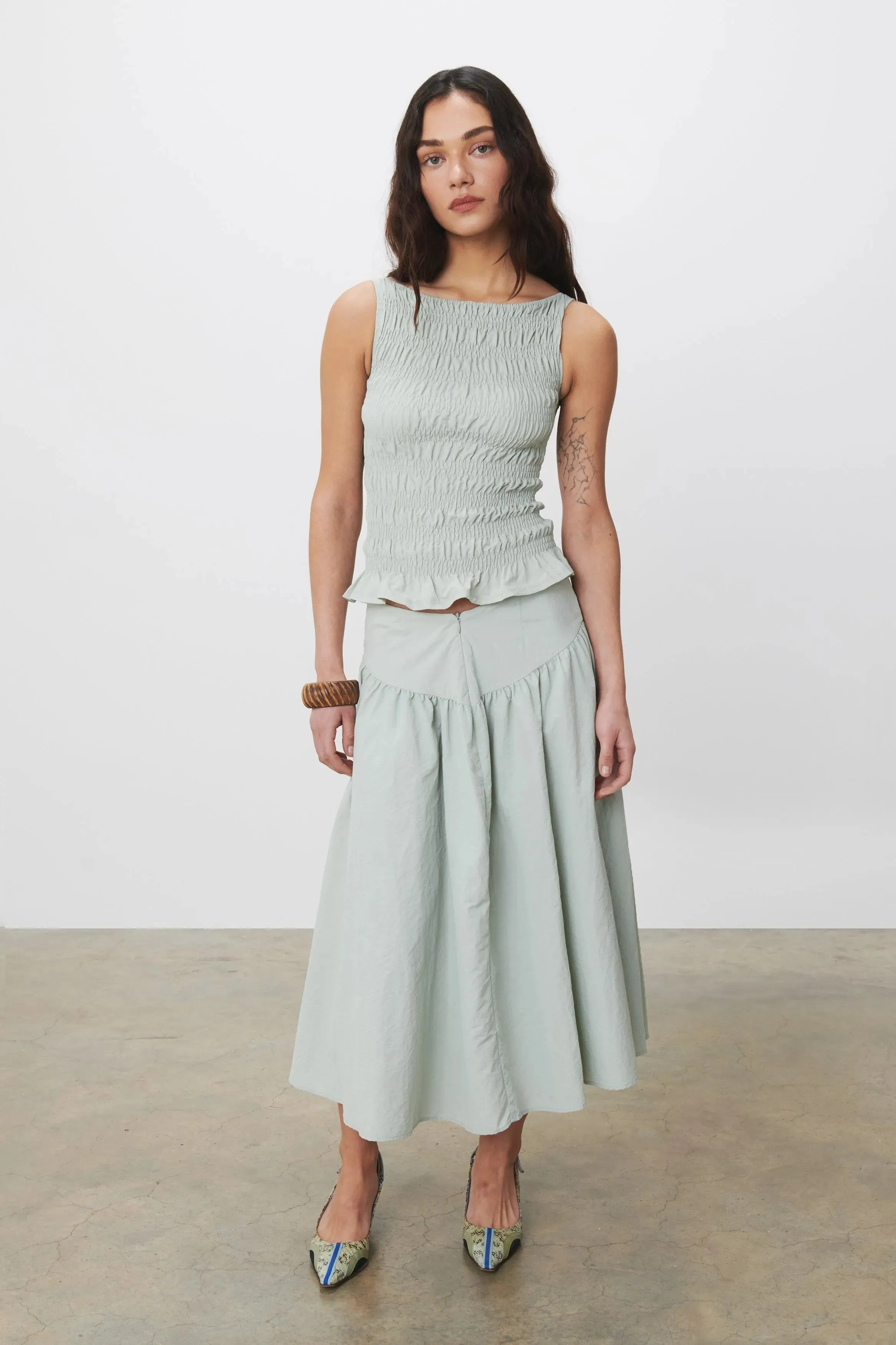 The Deba Midi Skirt, Oyster