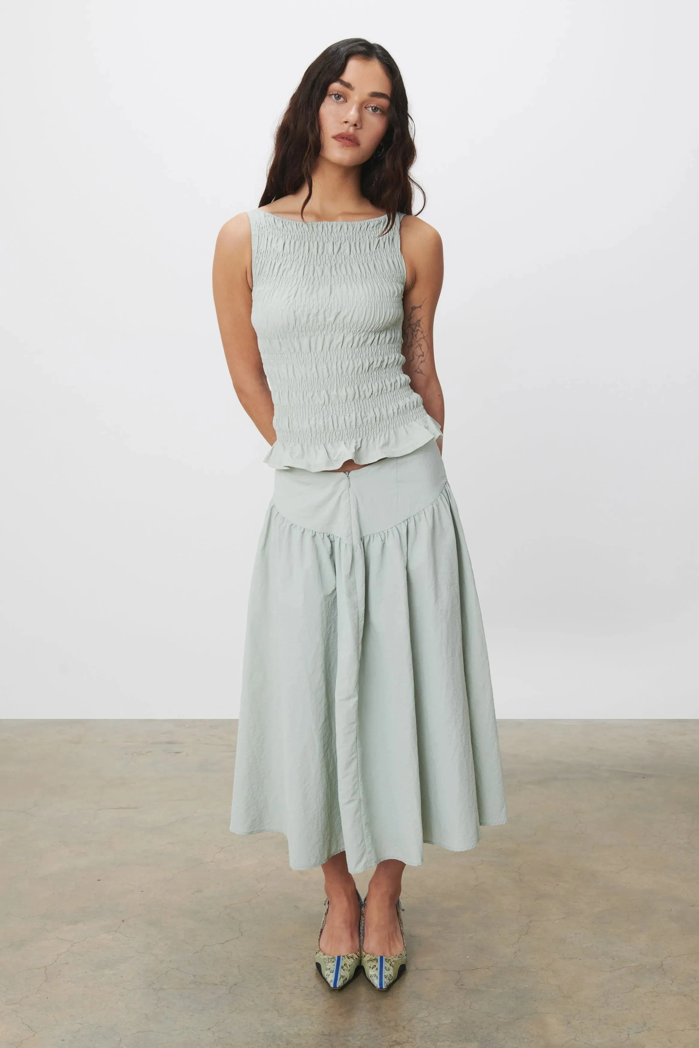 The Deba Midi Skirt, Oyster