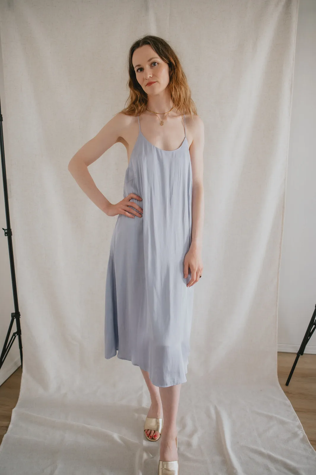 The Juni Satin Slip Dress - Lavender