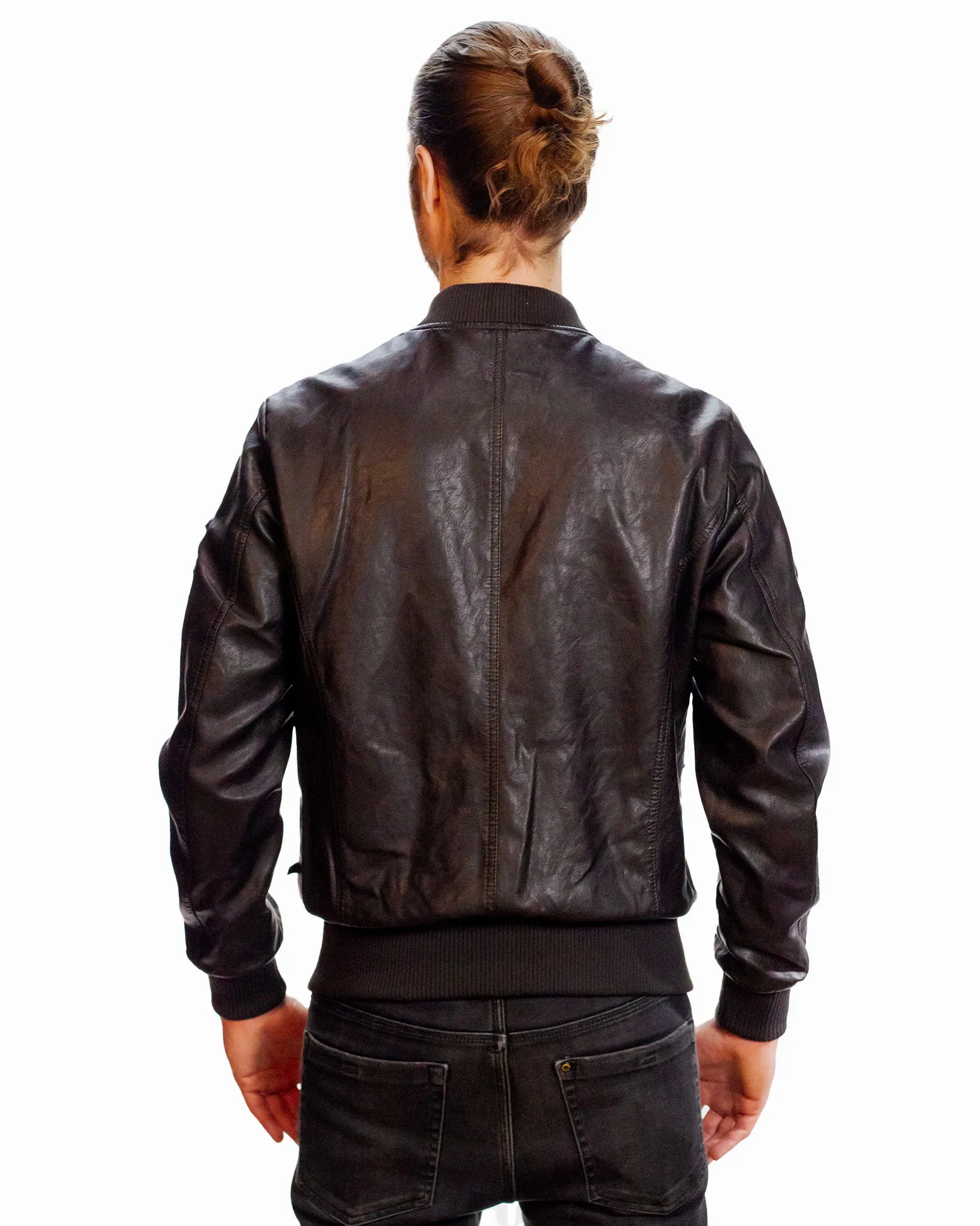 TOP GUN® MEN'S VEGAN LEATHER BOMBER JACKET