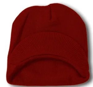 TopHeadwear Cuffless Jeep Visor Winter Beanie - Burgundy