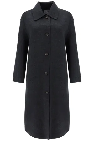 Toteme long car coat in wool doublé