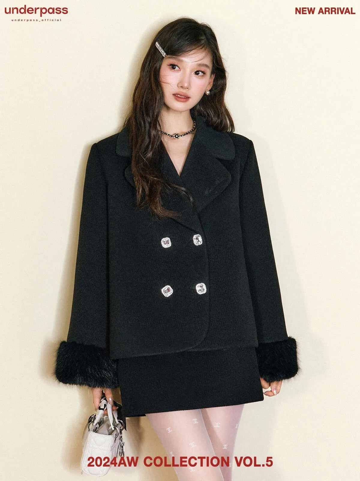 [UNDERPASS] My Darling Heiress Autumn Faux Fur Wool Blended Blazer Set Coat