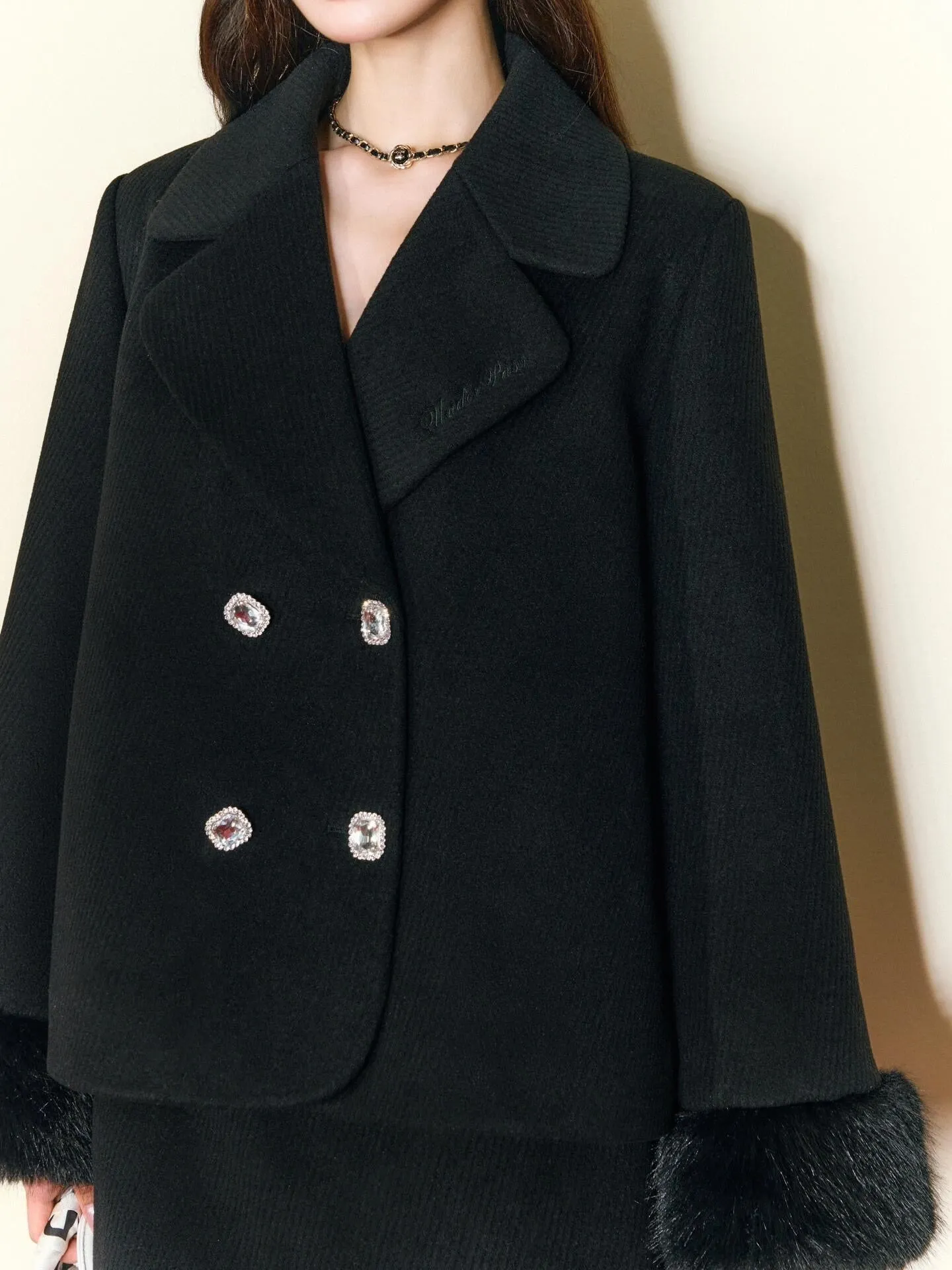 [UNDERPASS] My Darling Heiress Autumn Faux Fur Wool Blended Blazer Set Coat