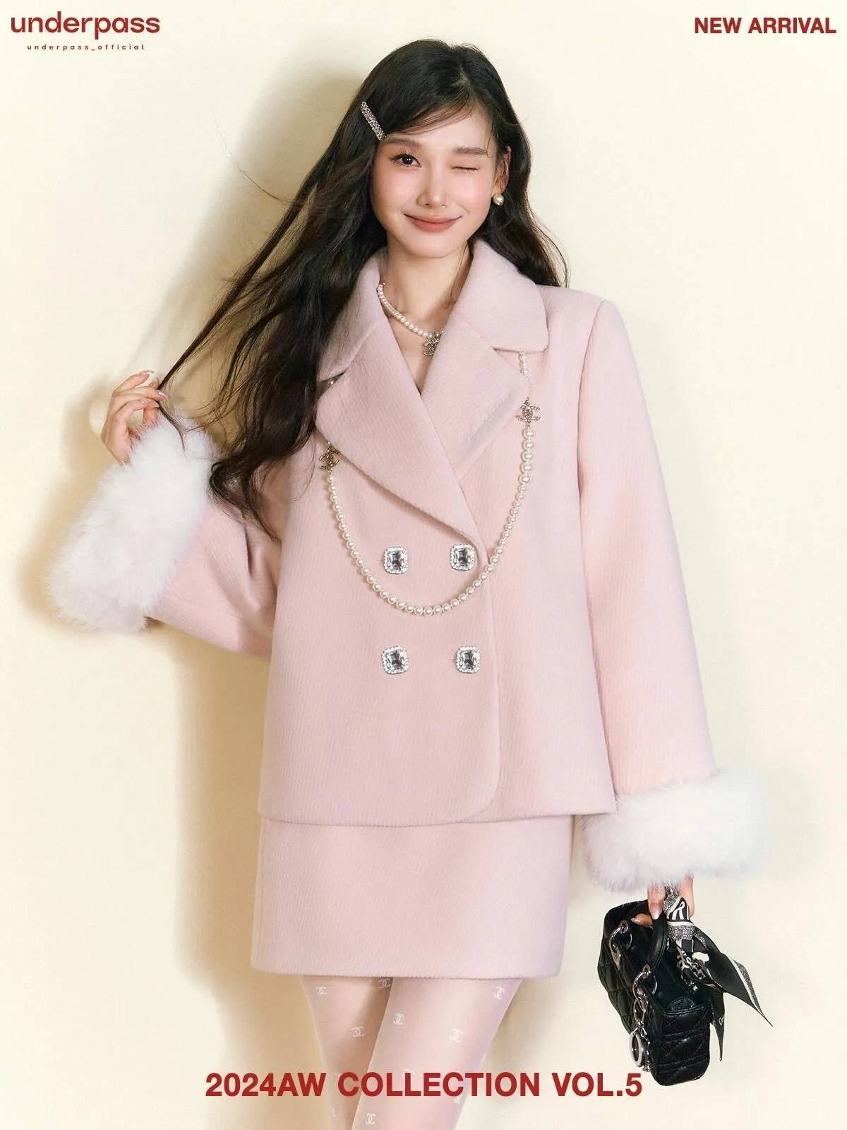 [UNDERPASS] My Darling Heiress Autumn Faux Fur Wool Blended Blazer Set Coat