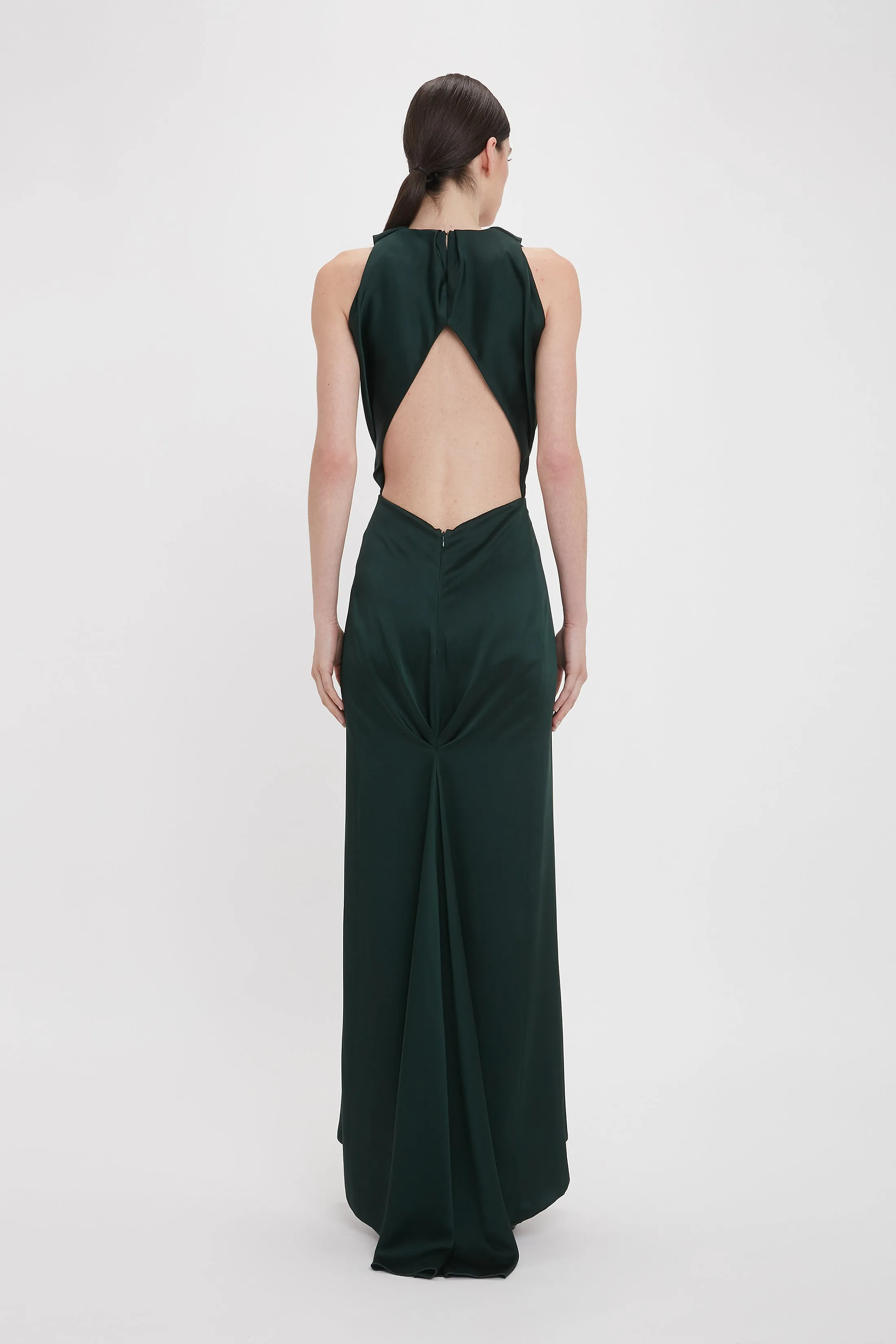 V-Neck Gathered Floor-Length In Seaweed