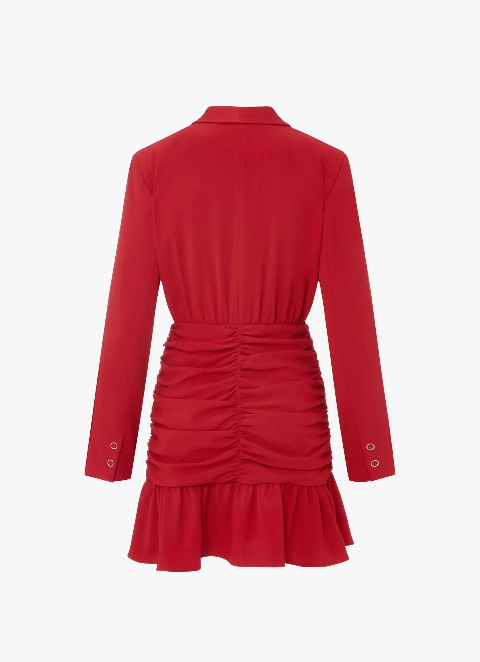 V-neck Ruched Ruffle Dress