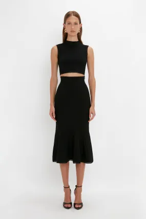 VB Body Scallop Trim Flared Skirt In Black