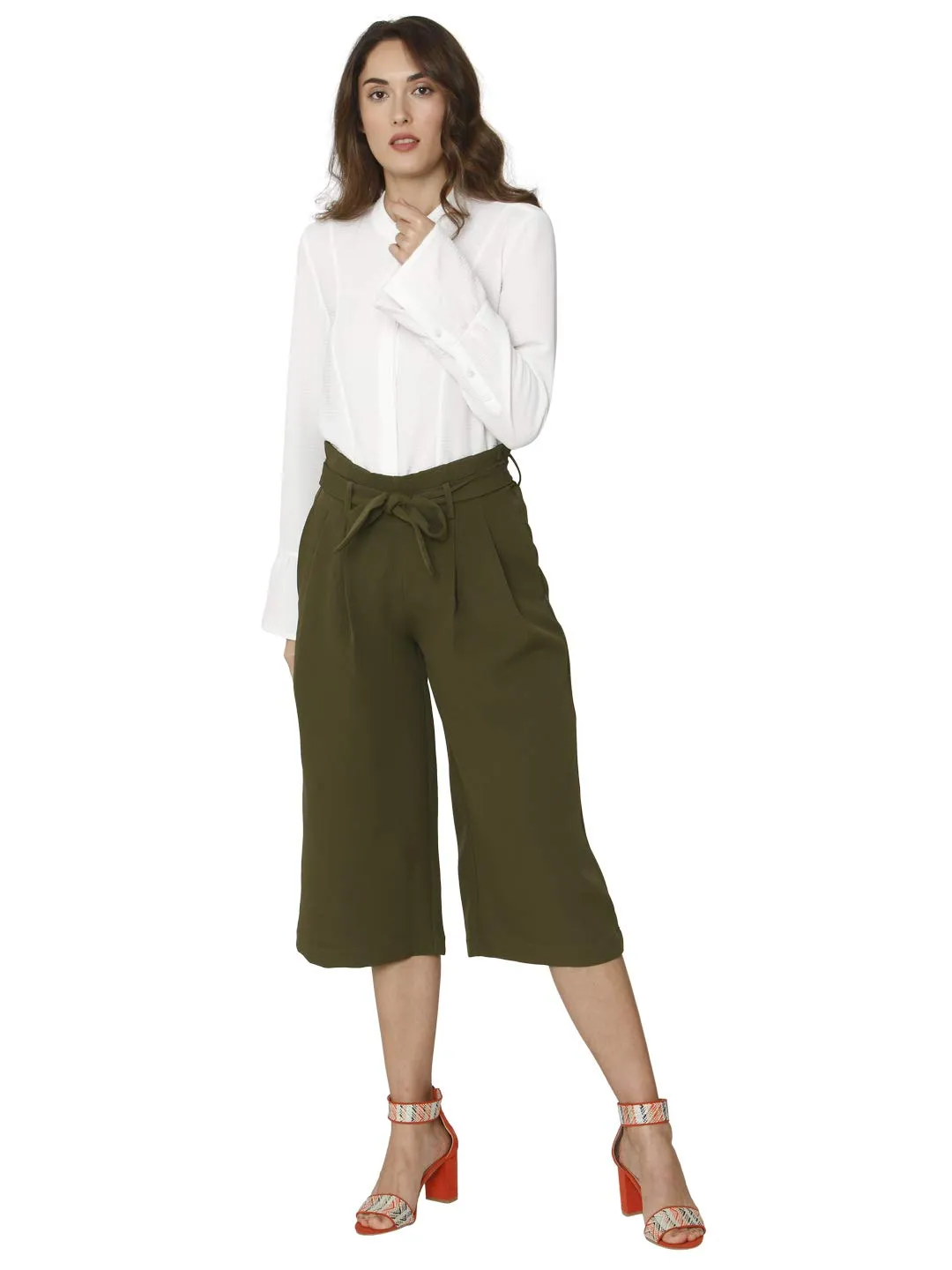 VERO MODA Women's Flared Pants (2049806010_Ivy Green_L)