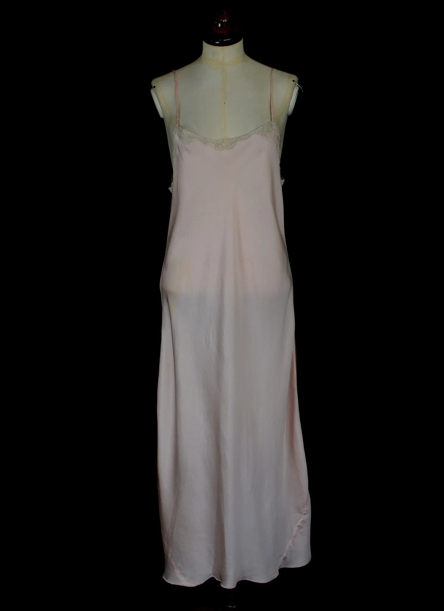 Vintage 1930s Pink Silk Slip Dress