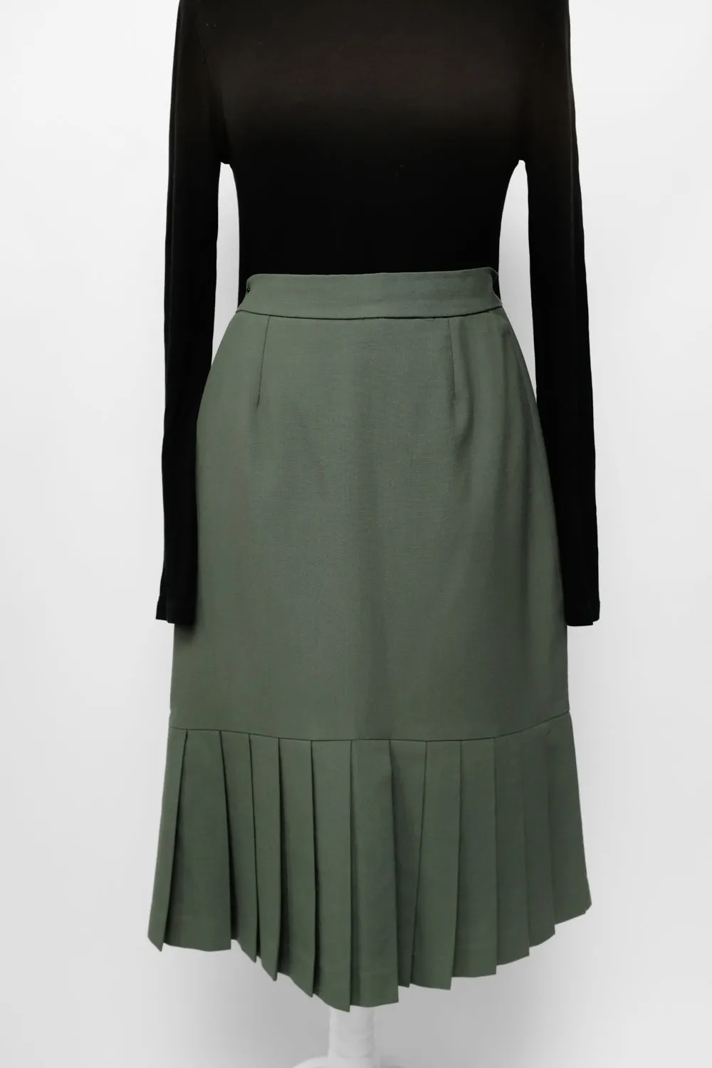 VINTAGE DARK MINT PLEATED MIDI SKIRT