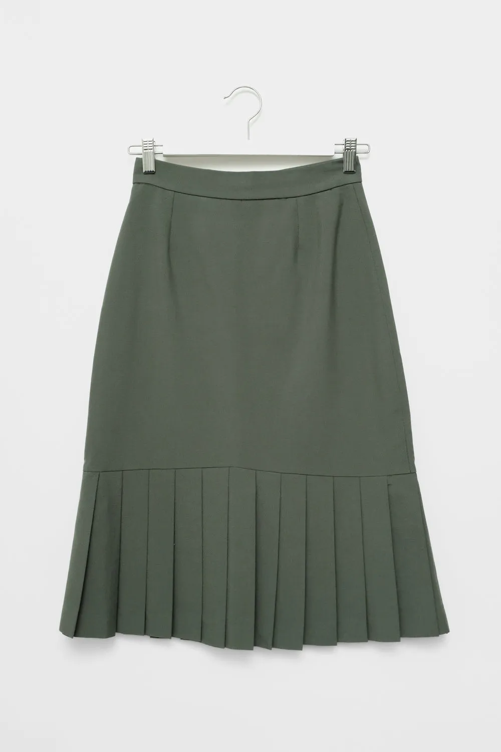 VINTAGE DARK MINT PLEATED MIDI SKIRT