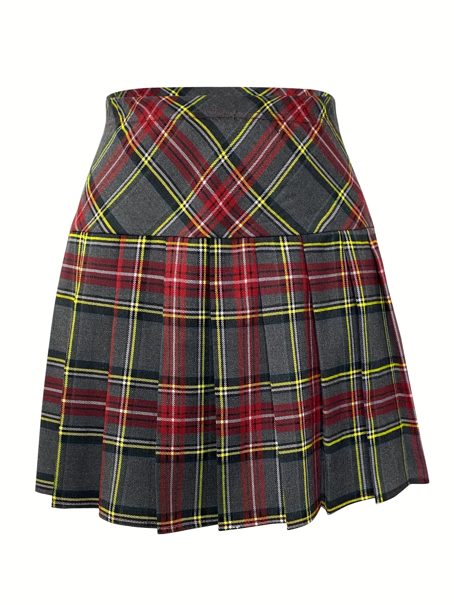 Vintage Preppy High Waist Pleated Skirt Womens Mini Fashion