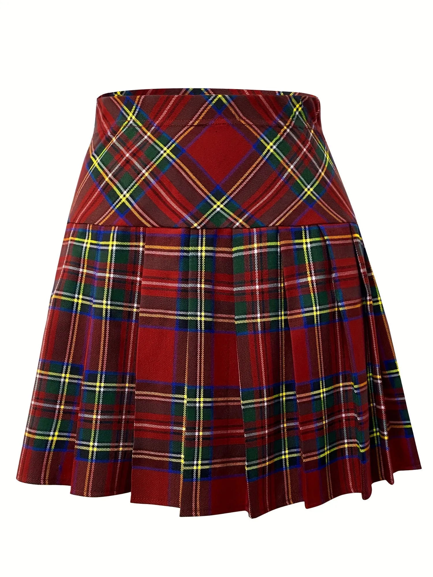 Vintage Preppy High Waist Pleated Skirt Womens Mini Fashion