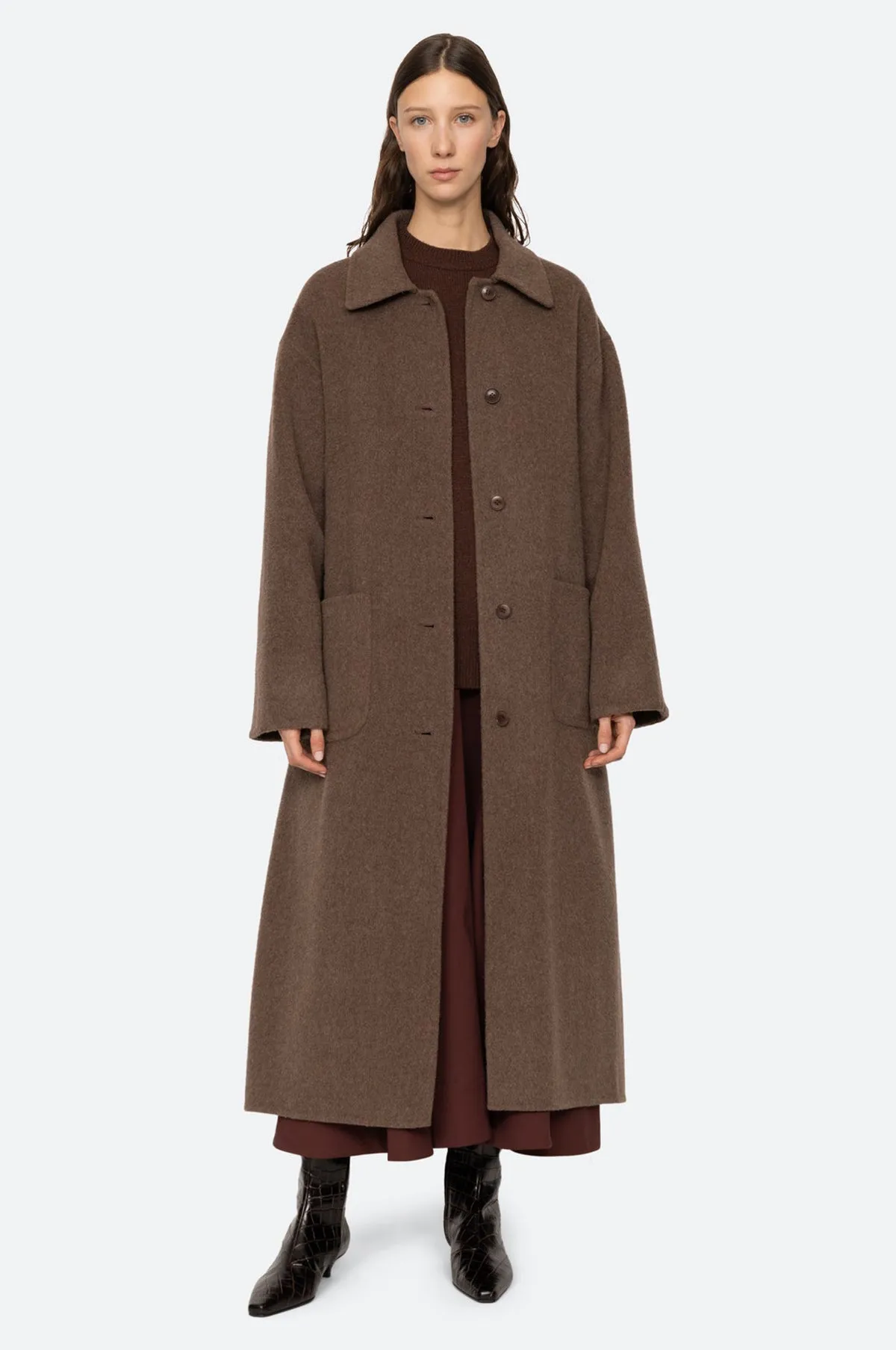 Viv Wool L/Slv Coat w/Scarf Brown