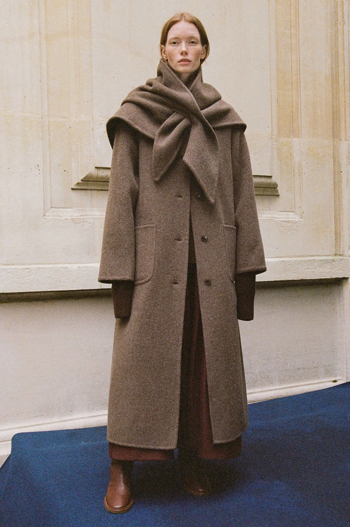 Viv Wool L/Slv Coat w/Scarf Brown