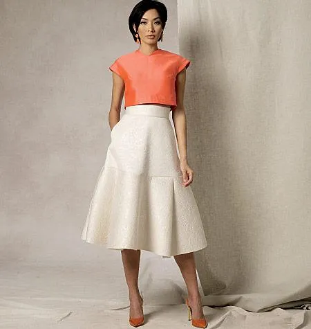 Vogue Pattern V1486 Misses' Crop Top and Flared Yoke Skirt