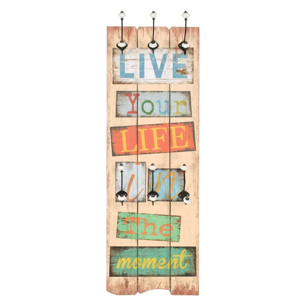 Wall-mounted Coat Rack with 6 Hooks 120x40 cm LIVE LIFE