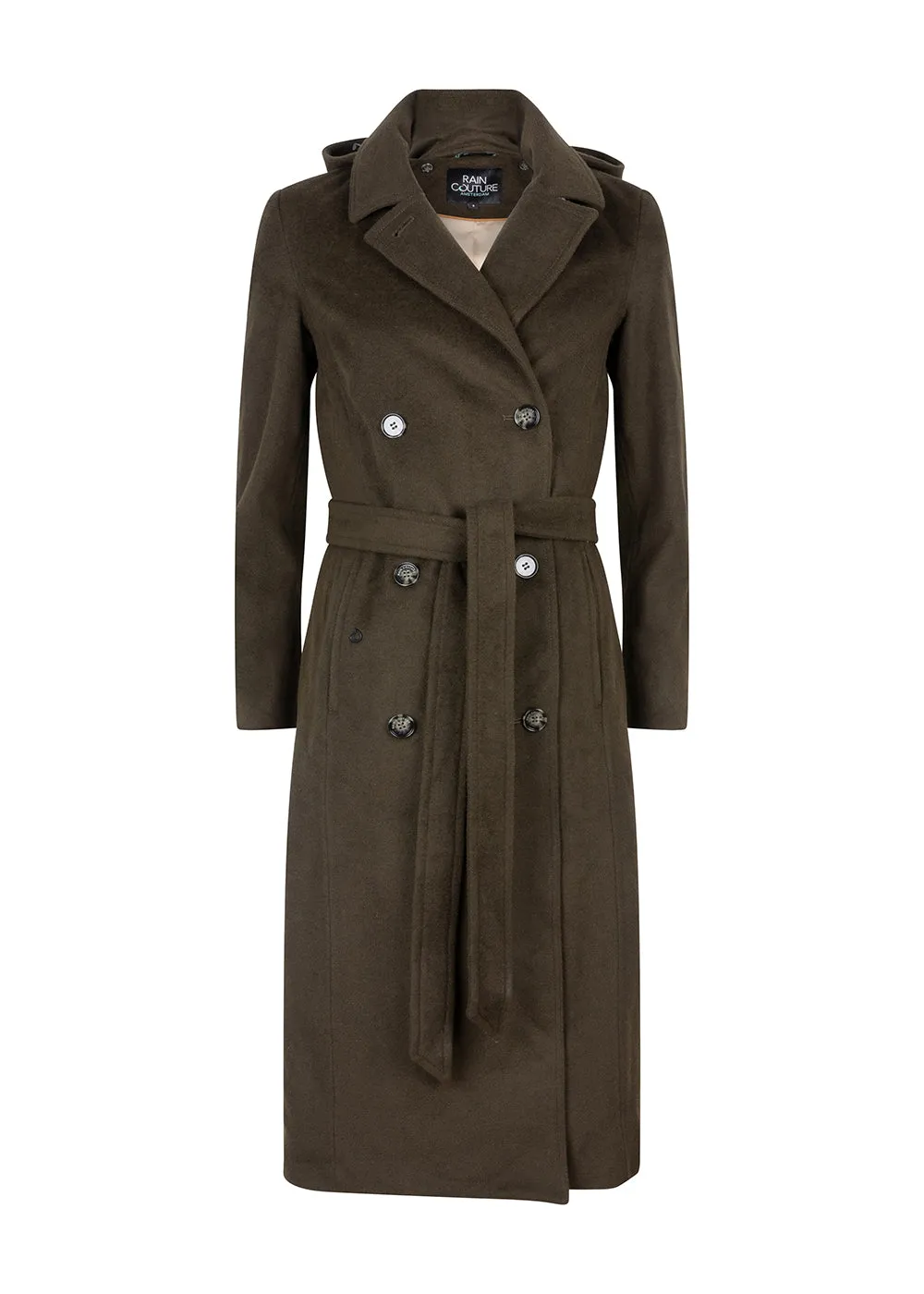 Waterproof Double Breasted Trench Wool Dark Green