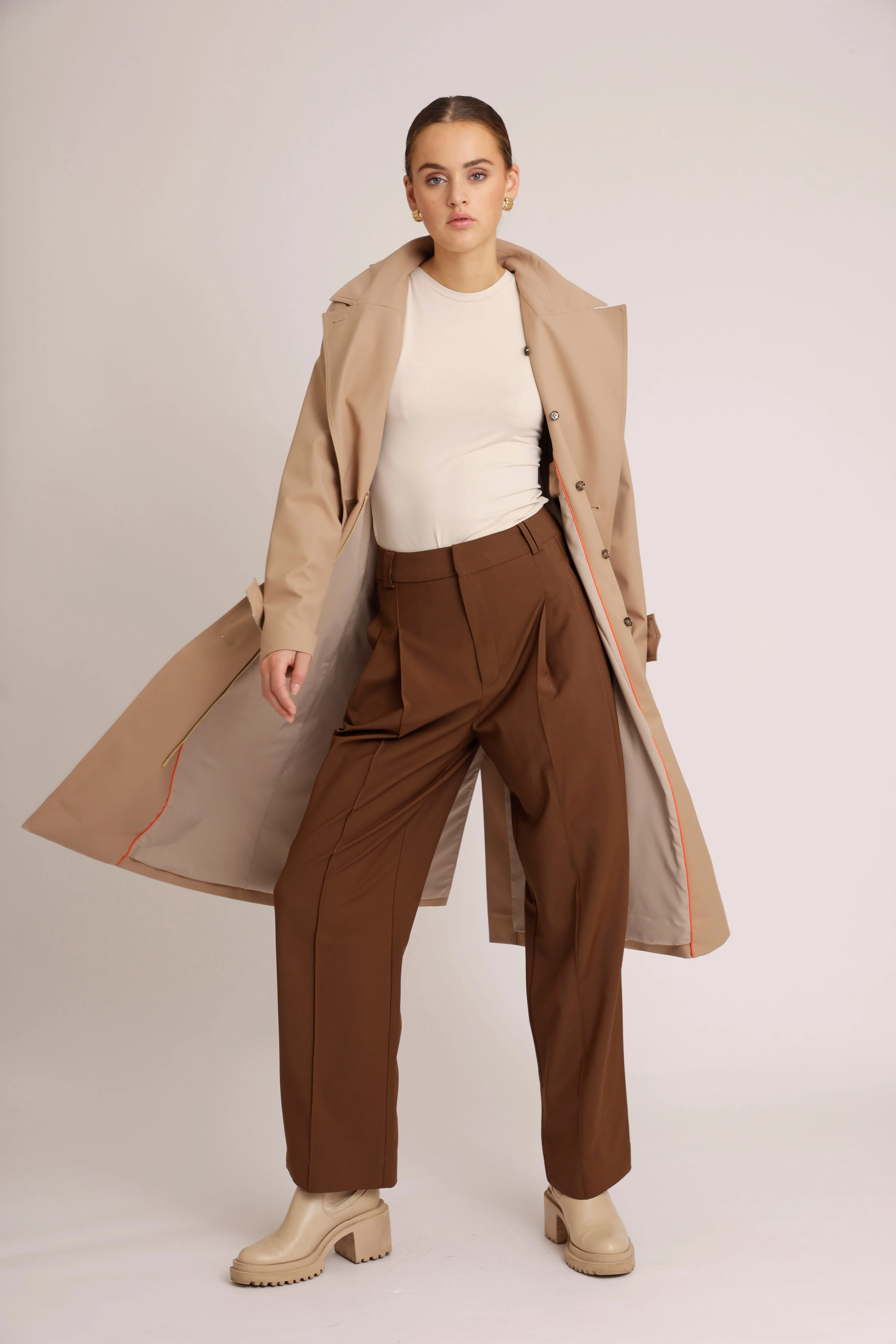 Waterproof Straight Trench - Beige Lightweight