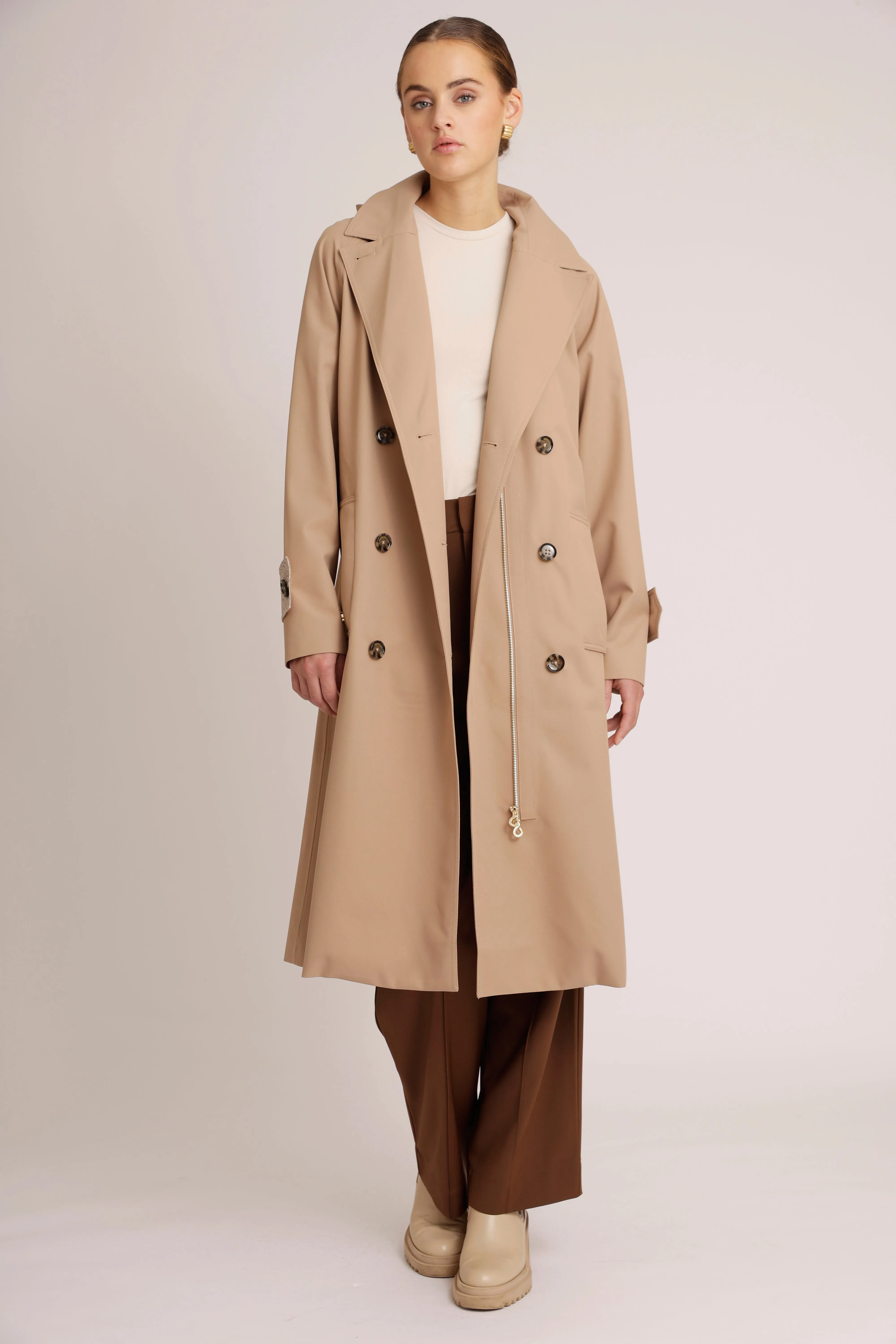 Waterproof Straight Trench - Beige Lightweight