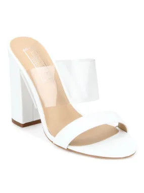 White Perspex Two- Part Slip-on Block Heels