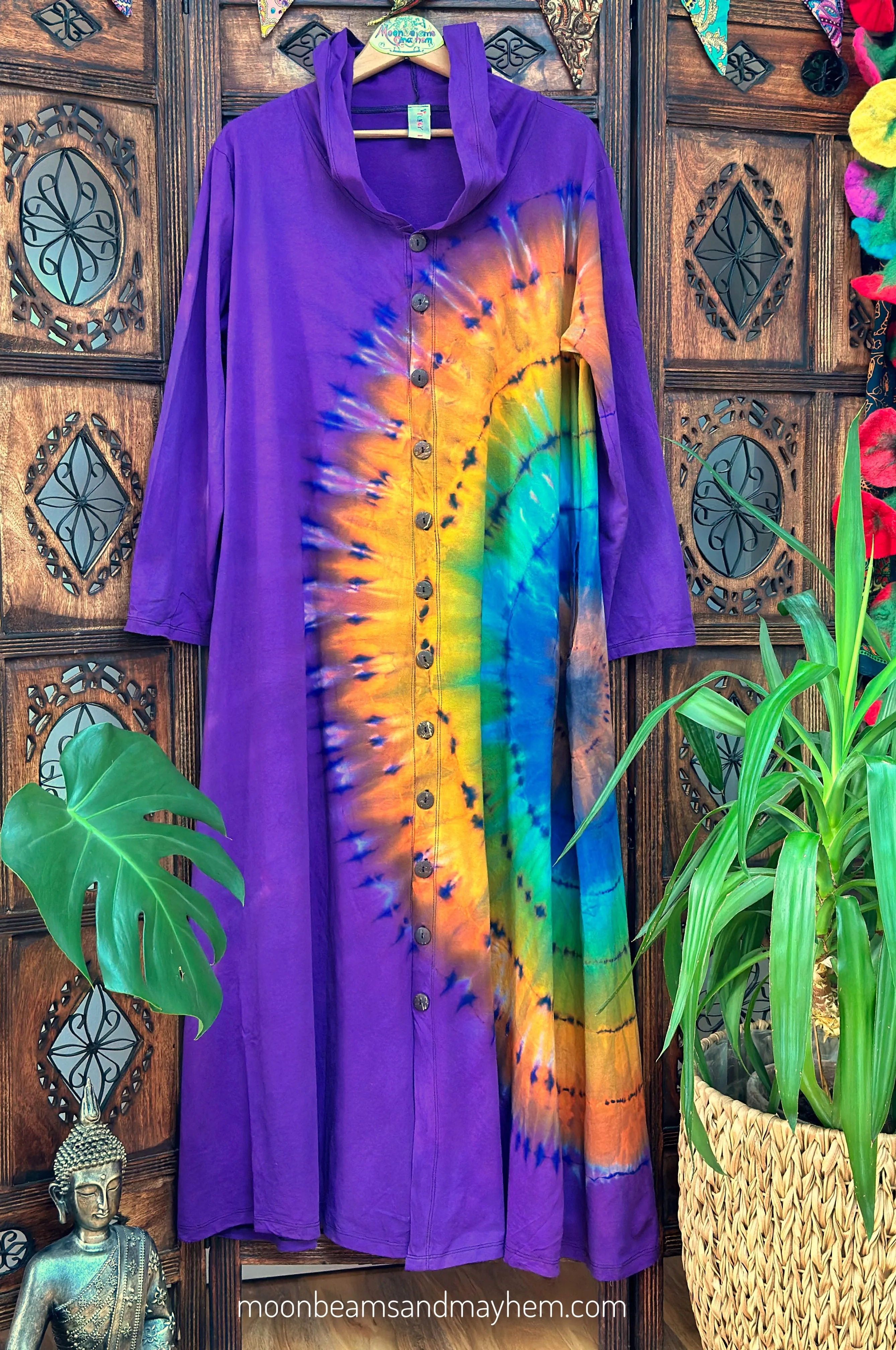 WICKED WILD CHILD PURPLE TIE DYE OVERCOAT M / L / XL