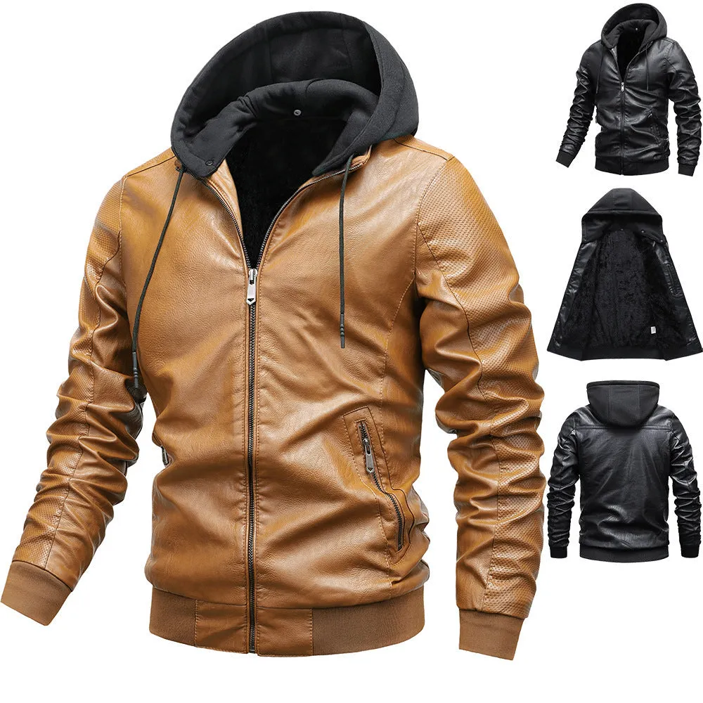 Winter Stand-collar Jacket Leather Jacket Men