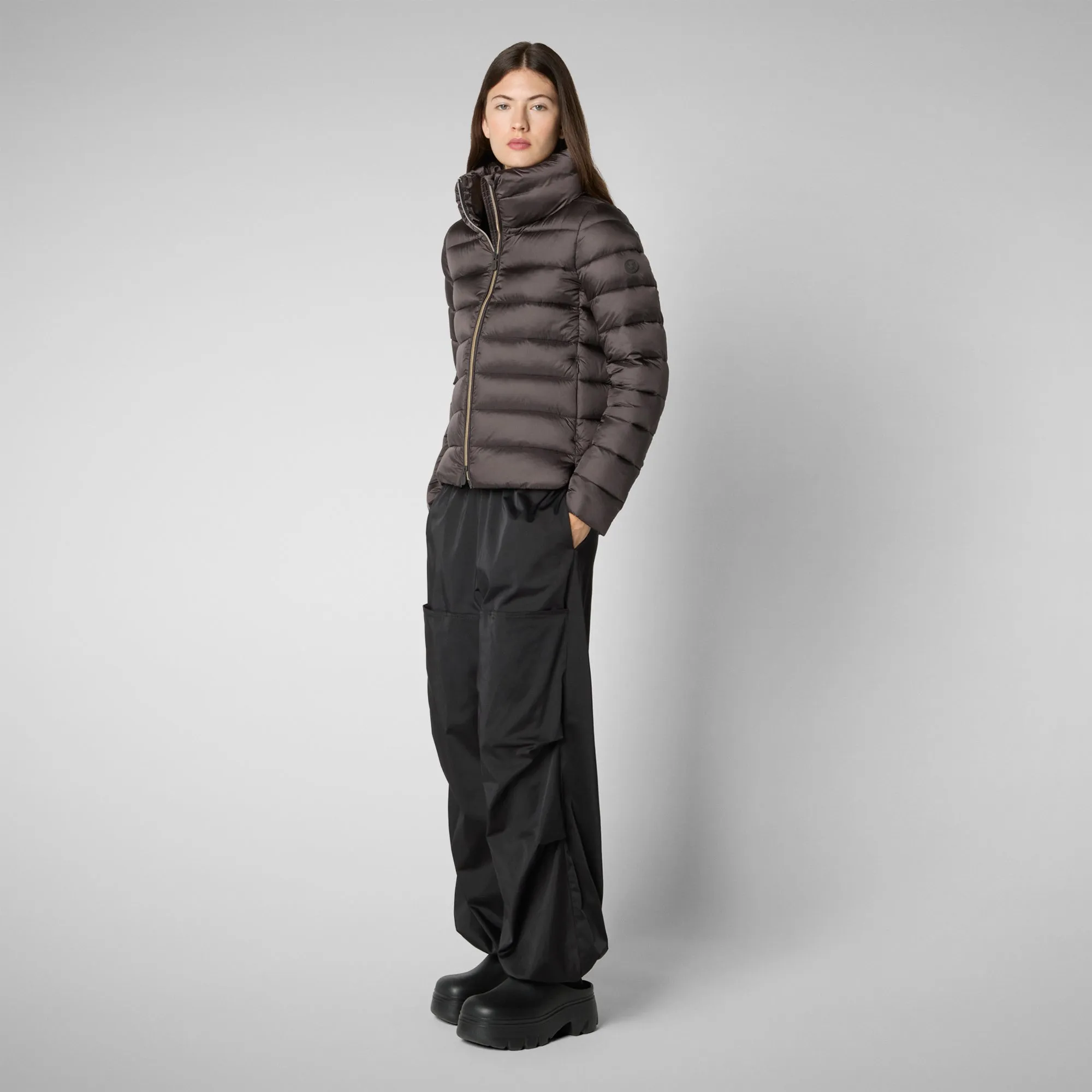 Women's Animal free Puffer Jacket Elsie  in Brown Black