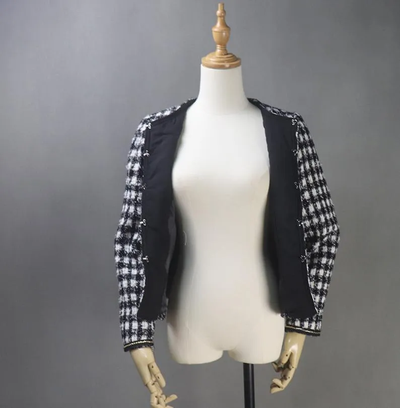 Women's CUSTOM MADE Chain Checked Jacket Coat Blazer Shorts/Skirts/Trousers