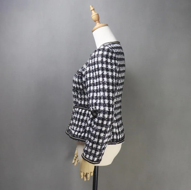 Women's CUSTOM MADE Chain Checked Jacket Coat Blazer Shorts/Skirts/Trousers