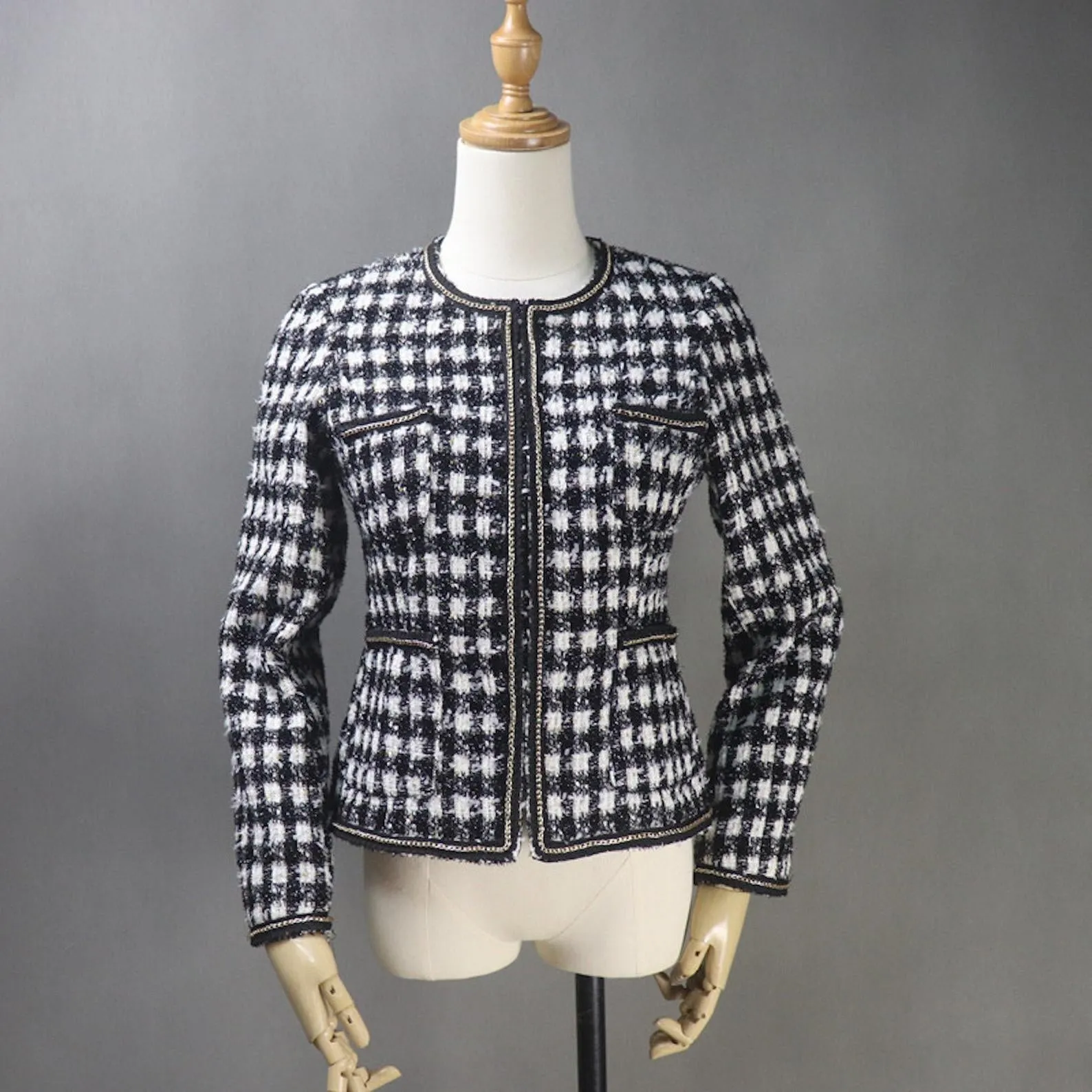 Women's CUSTOM MADE Chain Checked Jacket Coat Blazer Shorts/Skirts/Trousers