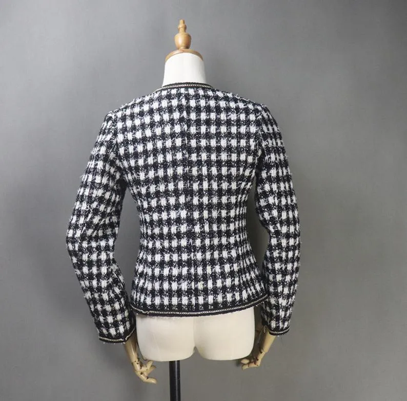 Women's CUSTOM MADE Chain Checked Jacket Coat Blazer Shorts/Skirts/Trousers