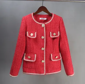 Womens CUSTOM MADE Sequinned Red Jacket Coat Christmas