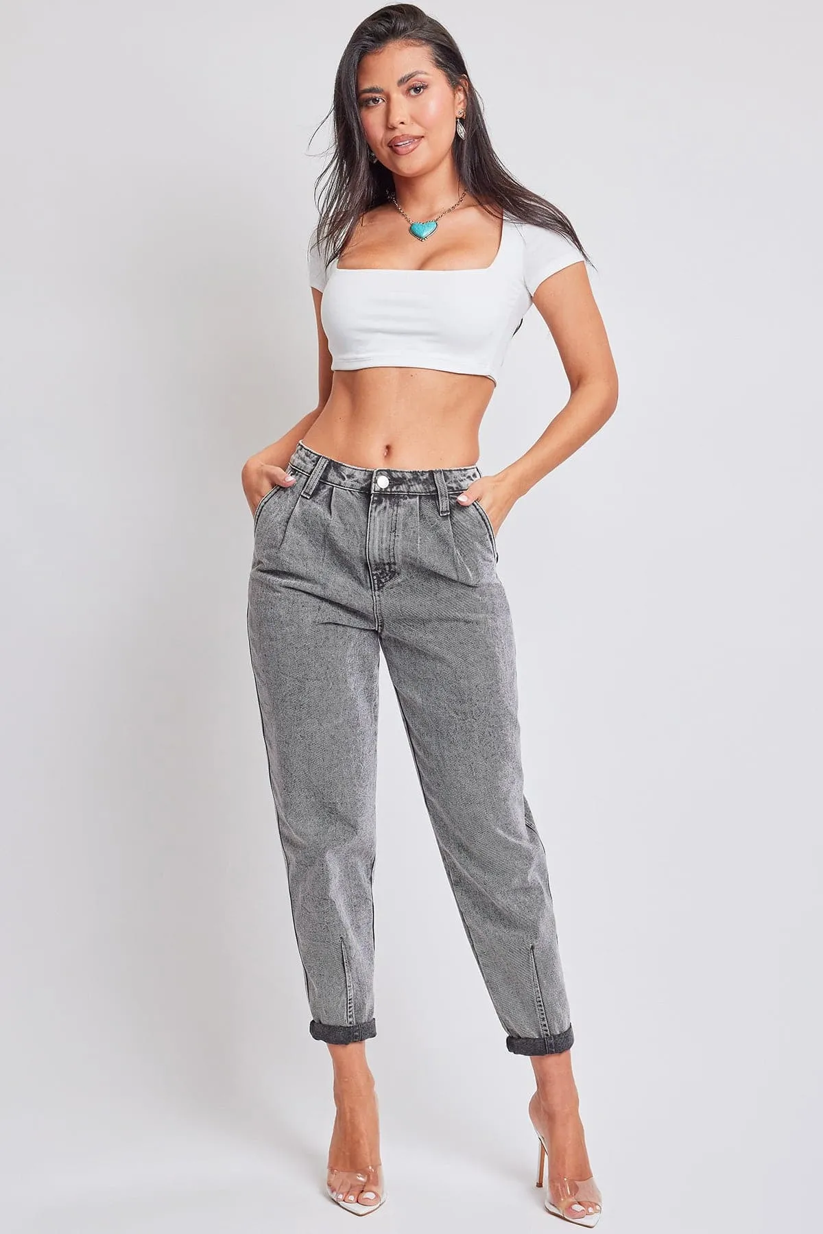 Women's Pleated Mom Jeans