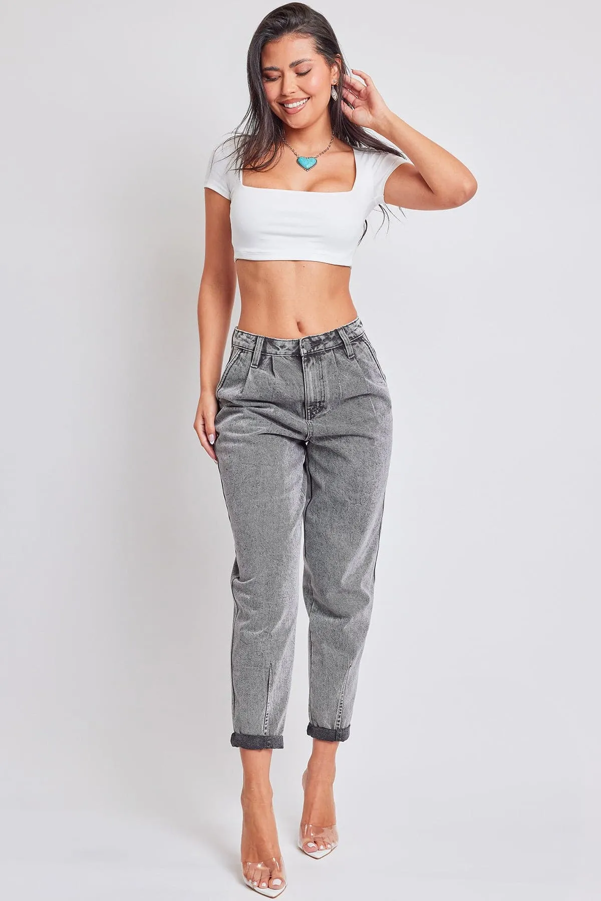 Women's Pleated Mom Jeans