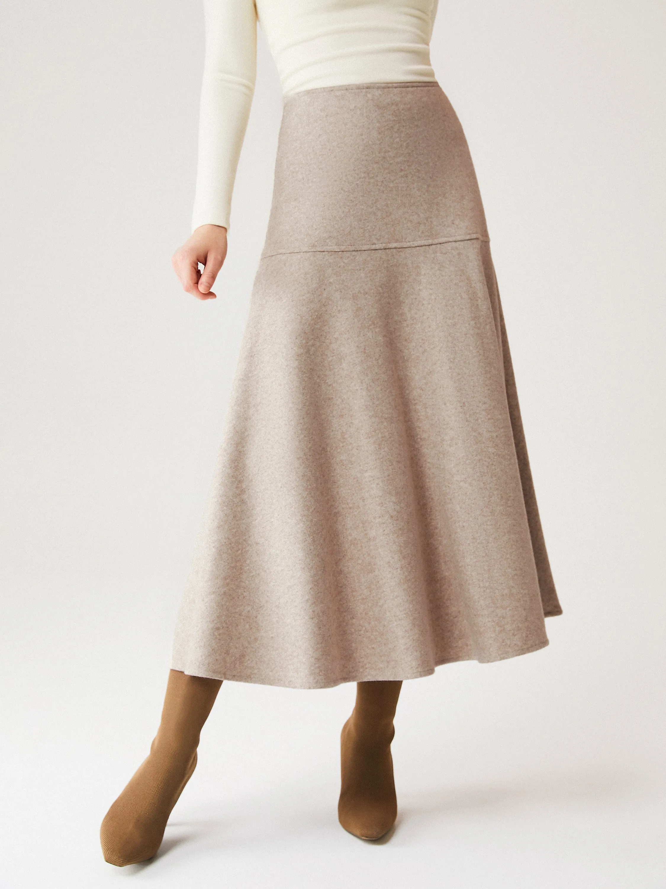 Wool-like Flared Maxi Skirt