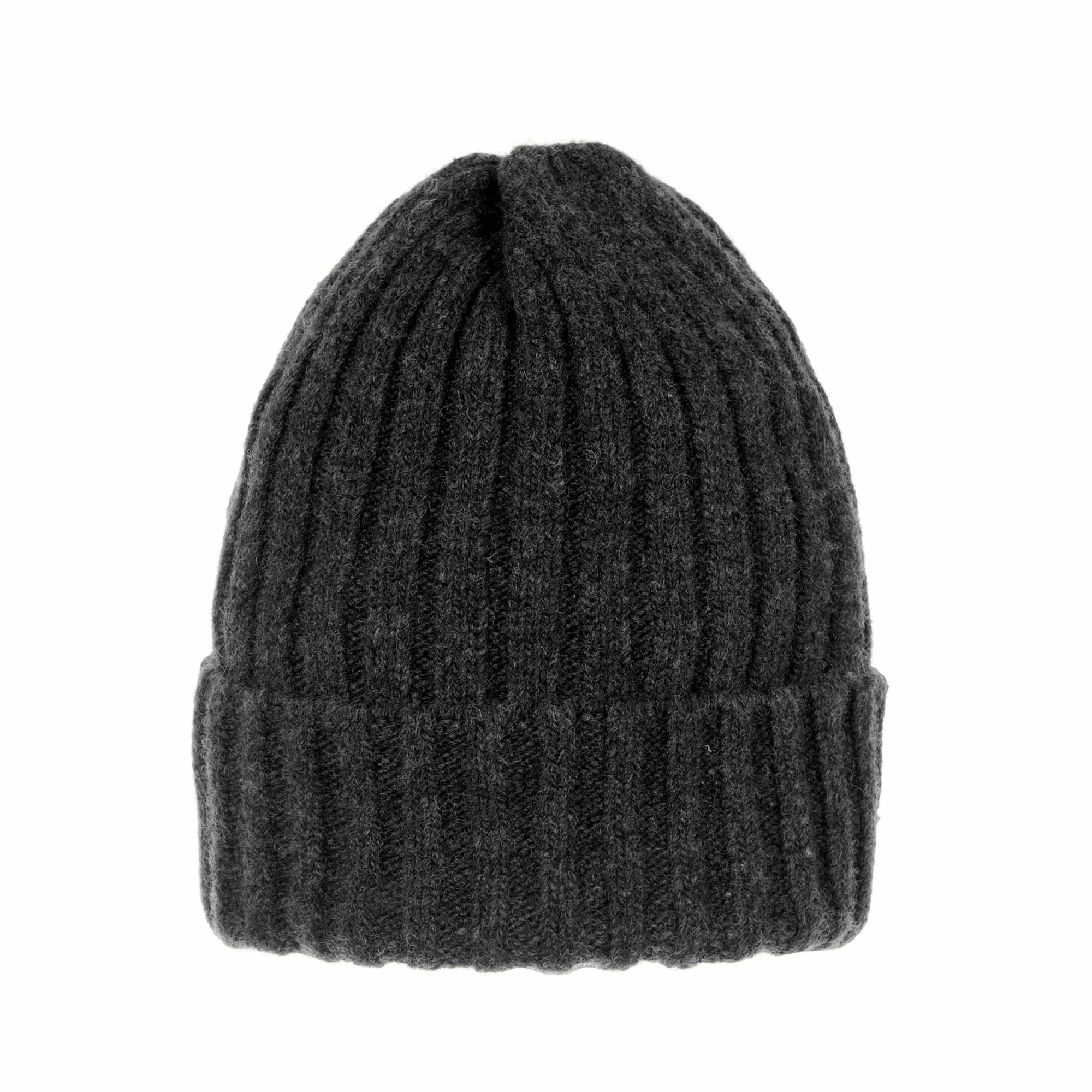 Wool Ribbed Knitted Beanie Hat Slouchy Bobble Pom AC5476