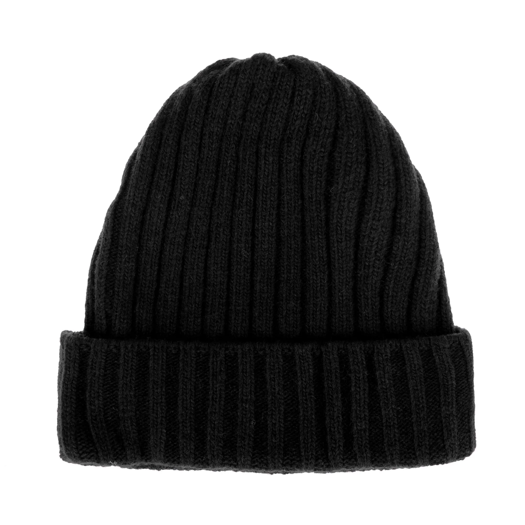 Wool Ribbed Knitted Beanie Hat Slouchy Bobble Pom AC5476