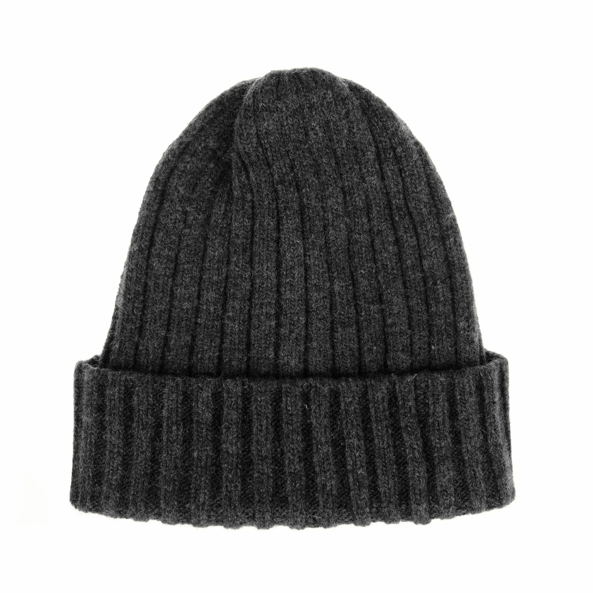 Wool Ribbed Knitted Beanie Hat Slouchy Bobble Pom AC5476