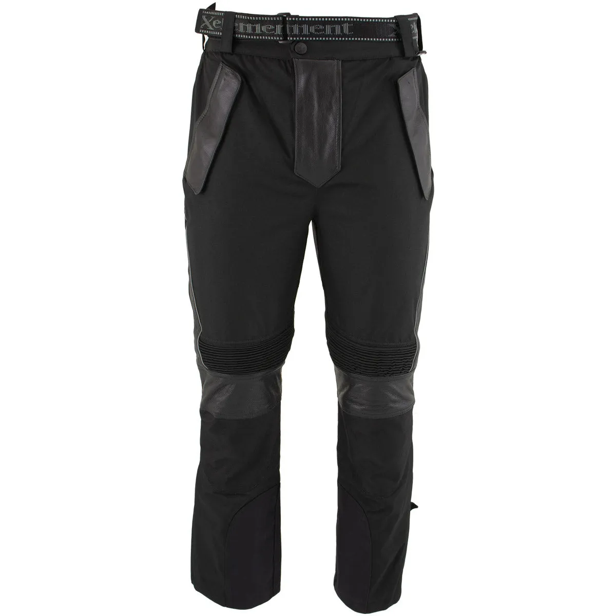 Xelement CF2131 Men’s ‘Road Racer’ Black Tri-Tex and Leather Motorcycle Racing Pants with X-Armor Protection