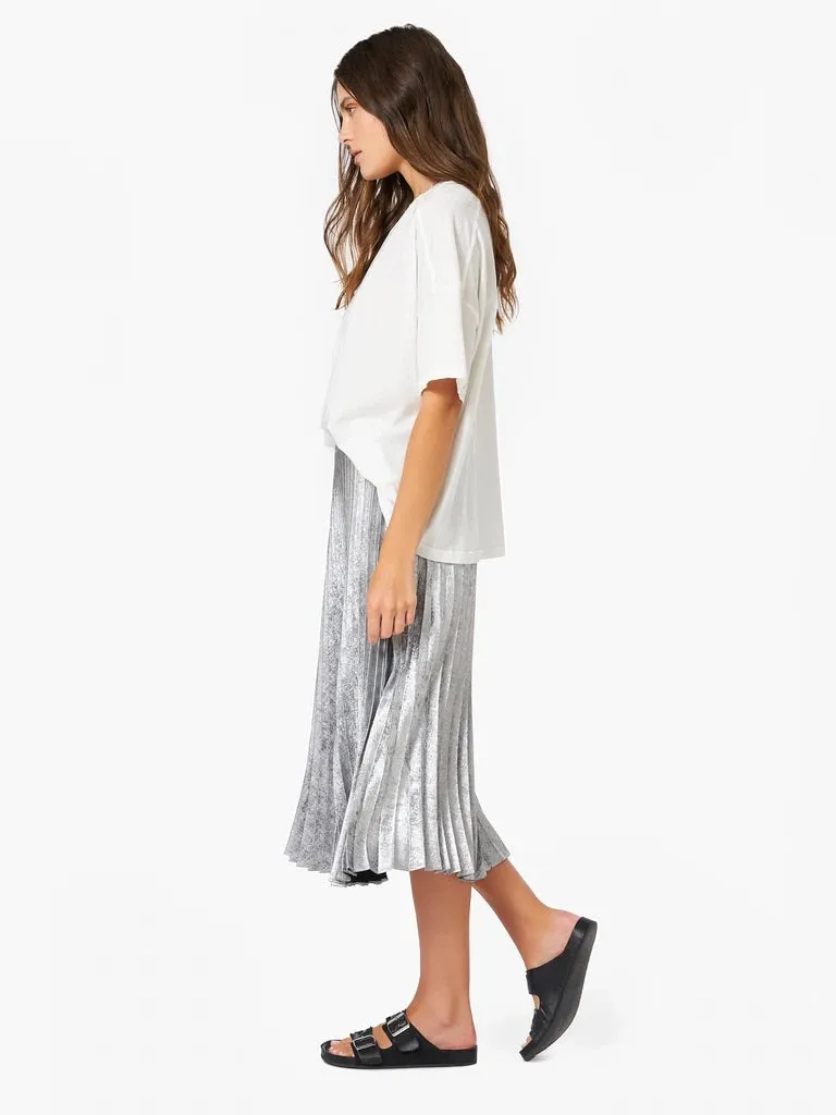 Xirena - Queen Pleated Skirt in Silver