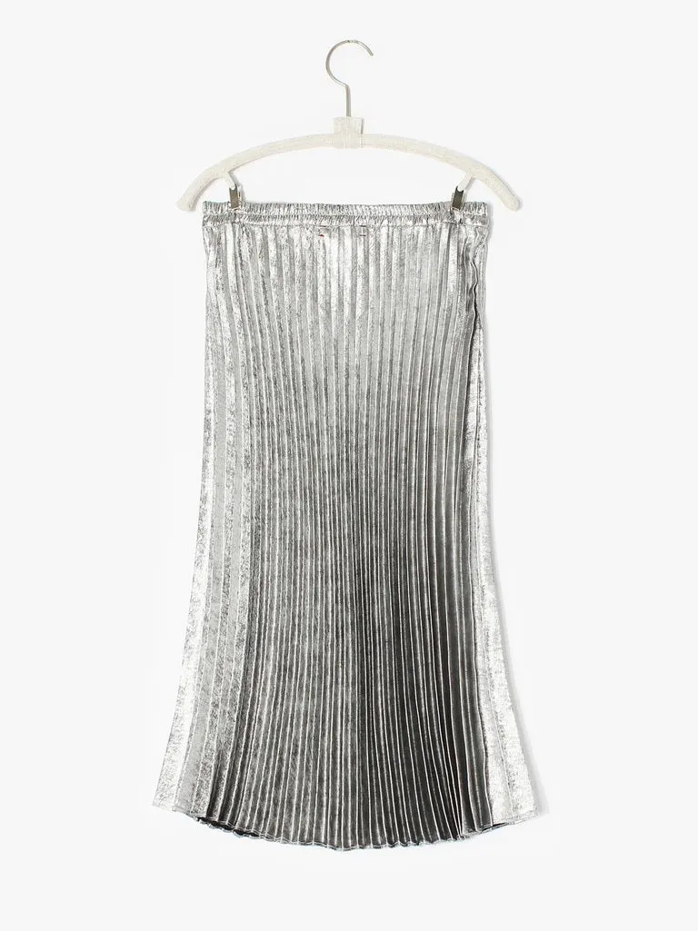 Xirena - Queen Pleated Skirt in Silver