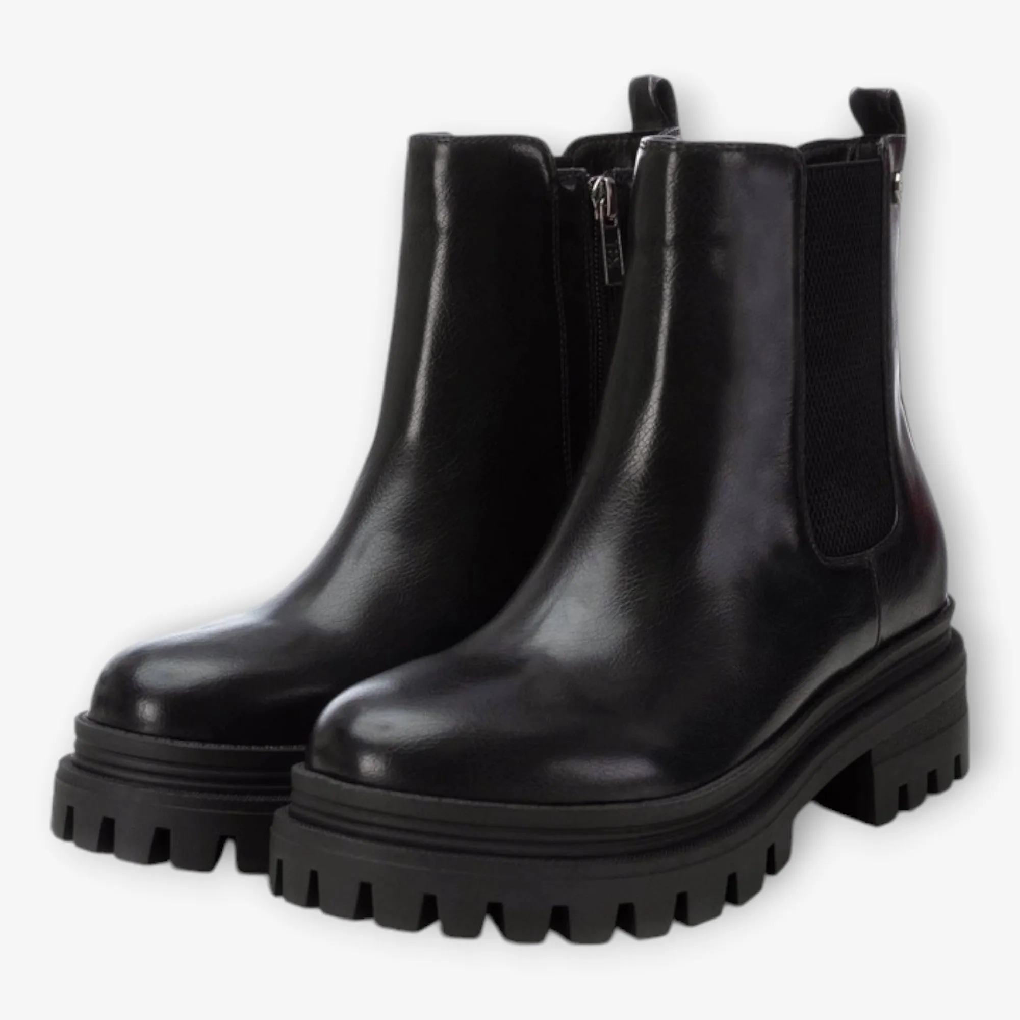 XTI Black Ankle Boots with Chunky Sole