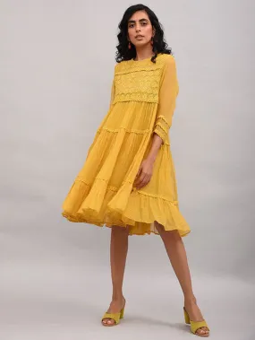 Yellow Lace Trimmed Kota Dress