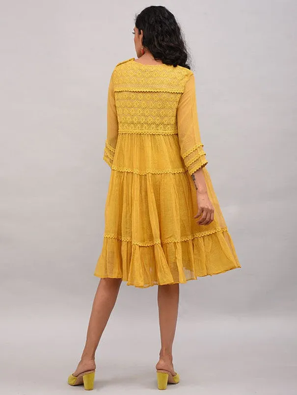 Yellow Lace Trimmed Kota Dress