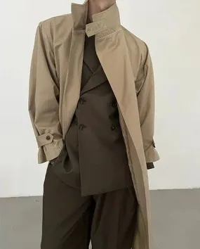 Zhou Buttoned Neck Detail Overcoat